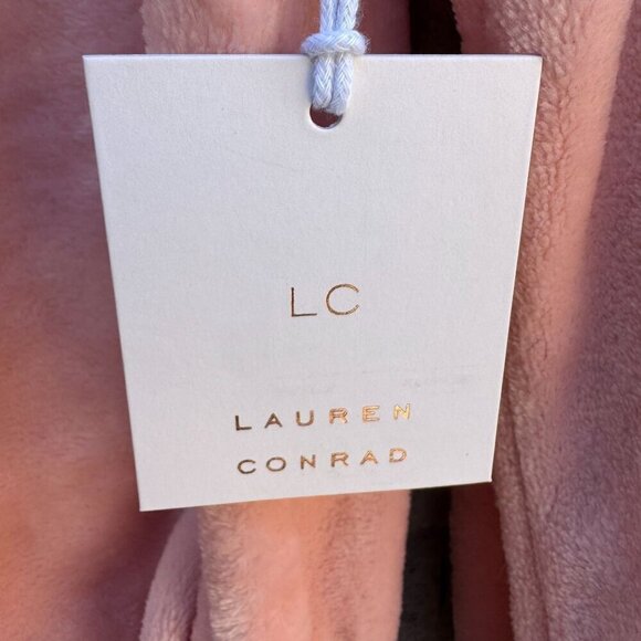 Lauren Conrad Womens Pink Thick Velour Long Sleeve Hooded Sweatshirt Top New M - Picture 10 of 12